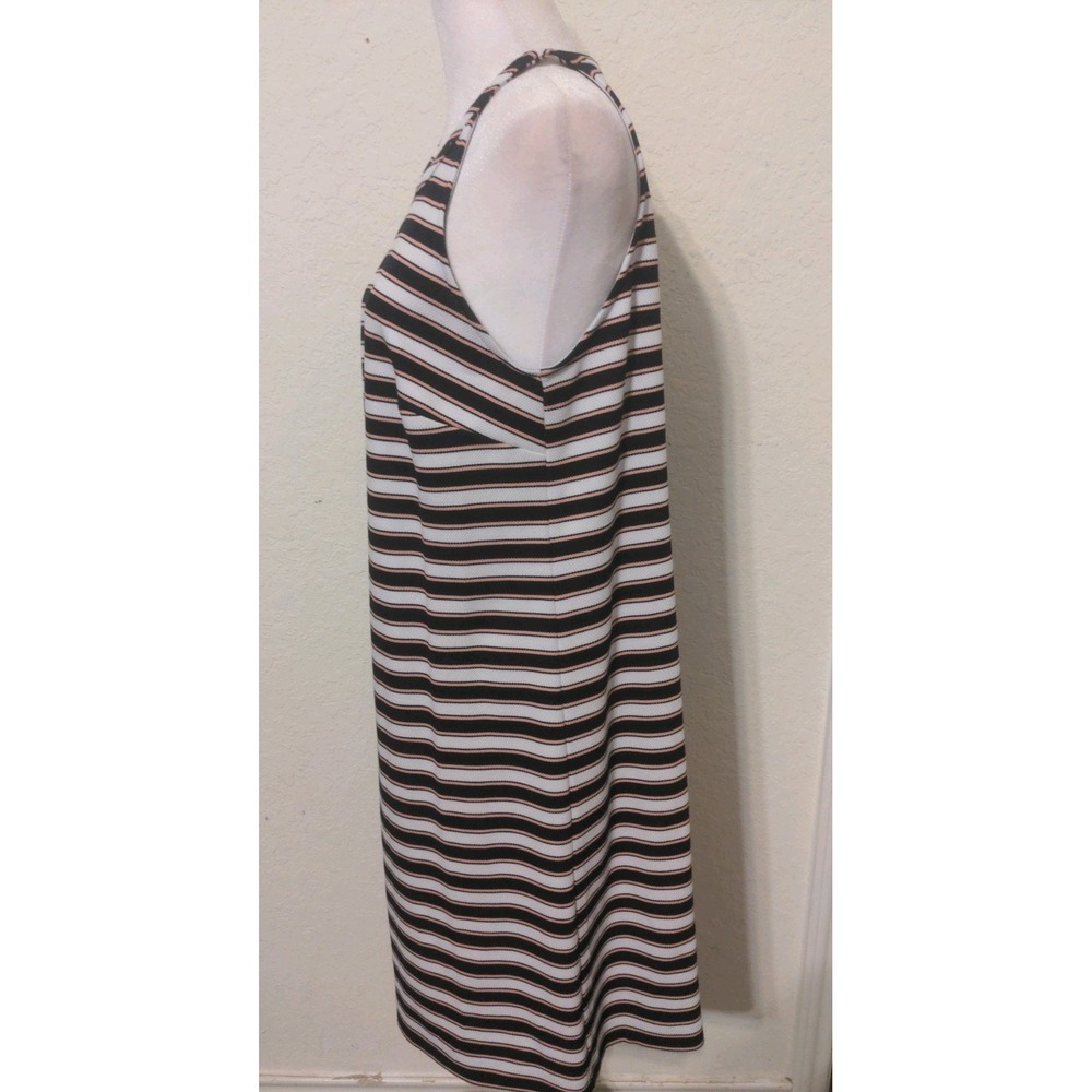 Ann Taylor Women's Striped Sleeveless White, Black & Pink Keyhole Dress. Size 8 - Picture 4 of 7